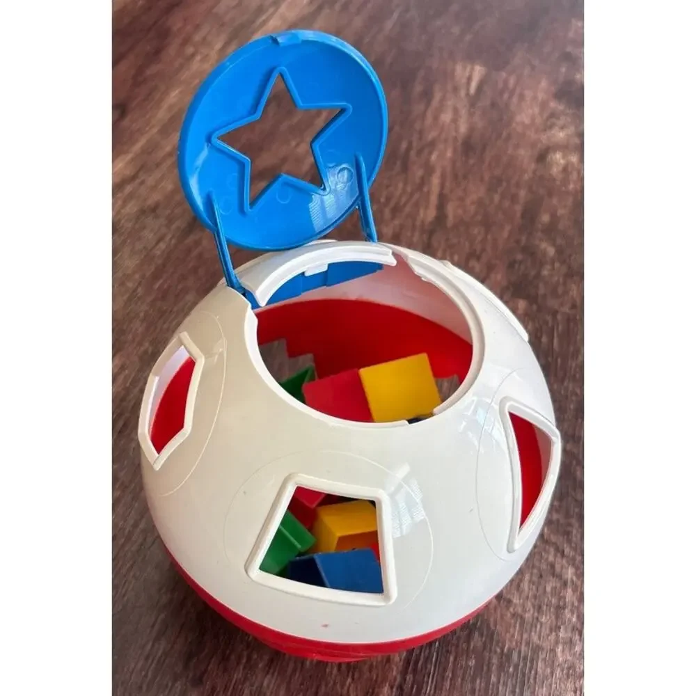 Vintage A-One Ltd Plastic Red White Shape Sorter Ball 80s 90s Educational Toy